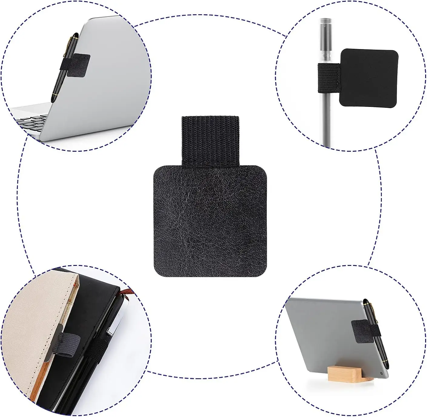 Self-adhesive Pen Holder Elastic Leather Pencil Loop Holders for IPad Case Ipencil Notebooks Laptop PU Stylus Pencil Stand Clip