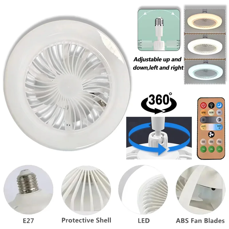 Lampada da soffitto moderna per interni da 30 W 360 ° Girevole con telecomando E27 Soggiorno Camera da letto Illuminazione Luci decorative a LED 2in1
