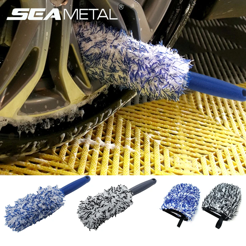 SEAMETAL Auto-Reinigungsbürste, Auto-Reinigungsradbürste, superweiche Auto-Detaillierung, Taschenhandschuh, Bürstenwerkzeug für Autopflege-Zubehör