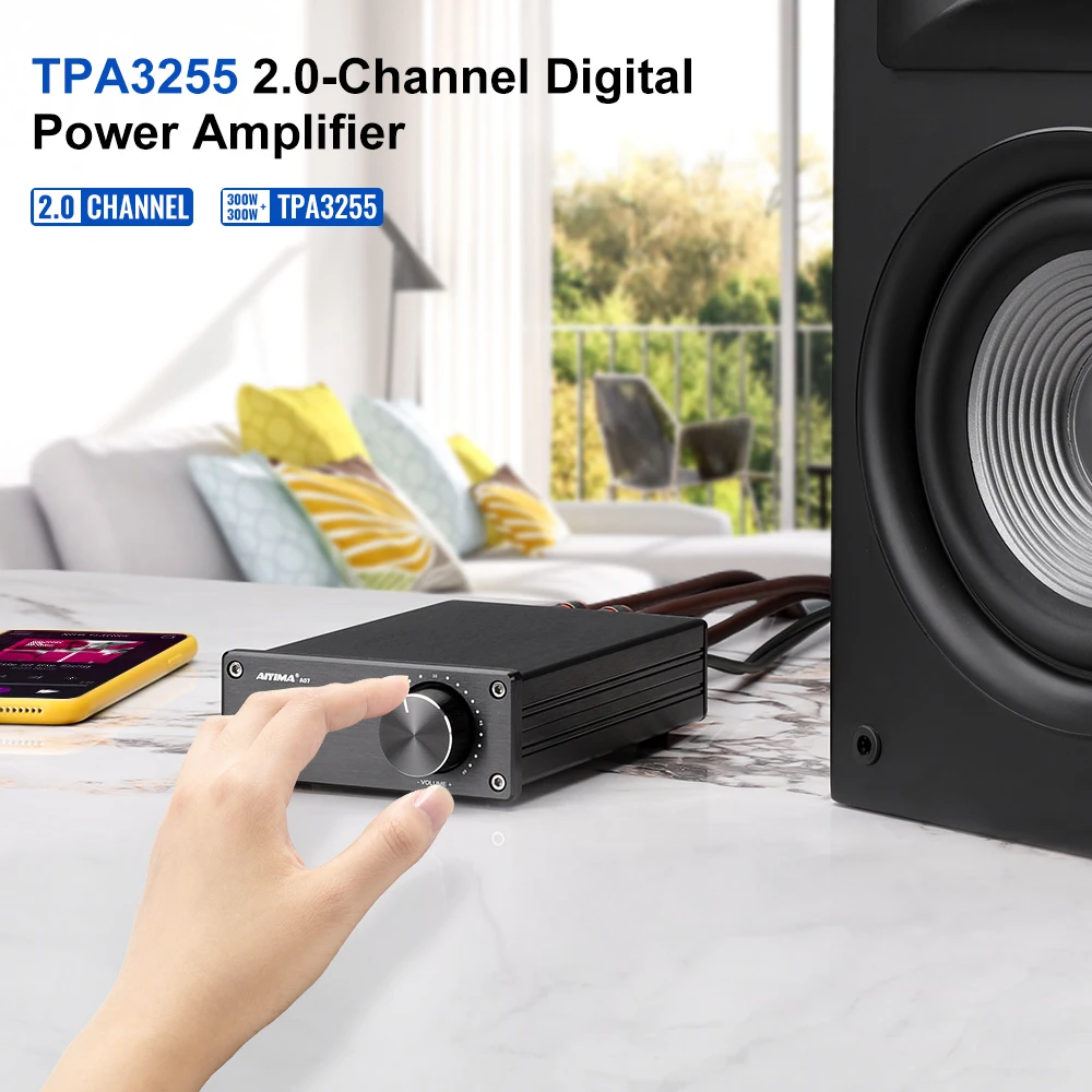 AIYIMA A07 TPA3255 Power Amplifier 300Wx2 Class D Stereo 2.0 Digital Audio Amp HiFi Sound Amplifiers Home Speaker Amplificador
