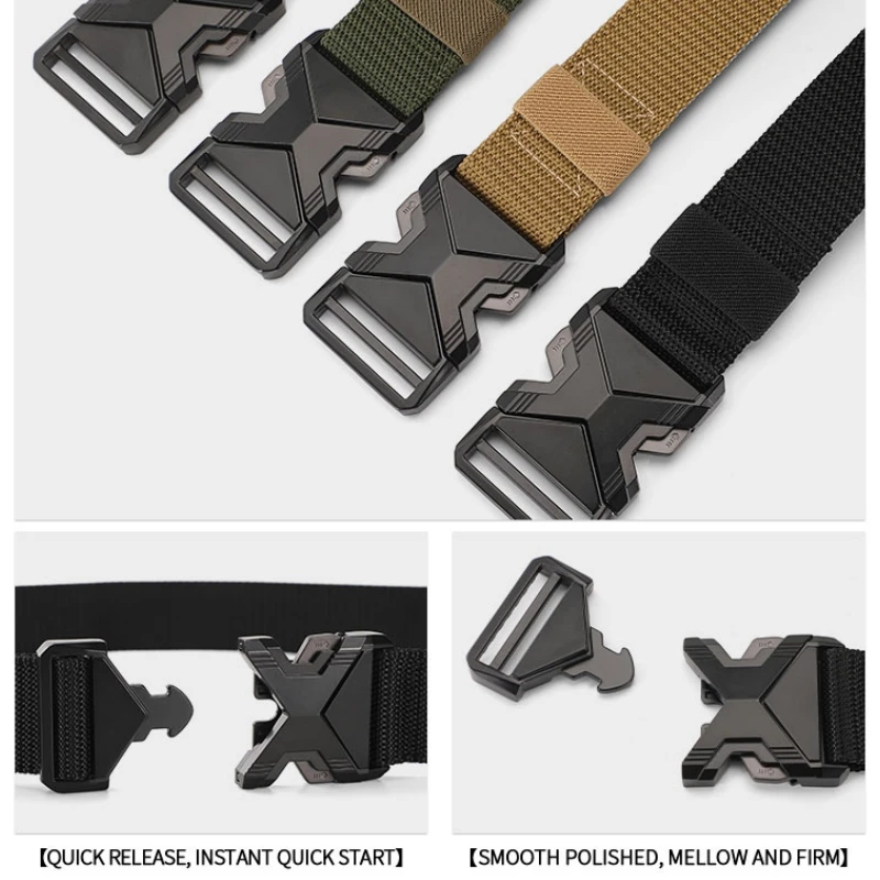 ใหม่ QUICK RELEASE Pluggable BUCKLE เข็มขัดกีฬาเข็มขัดผู้ชายระบายอากาศสําหรับชายกางเกงเข็มขัด