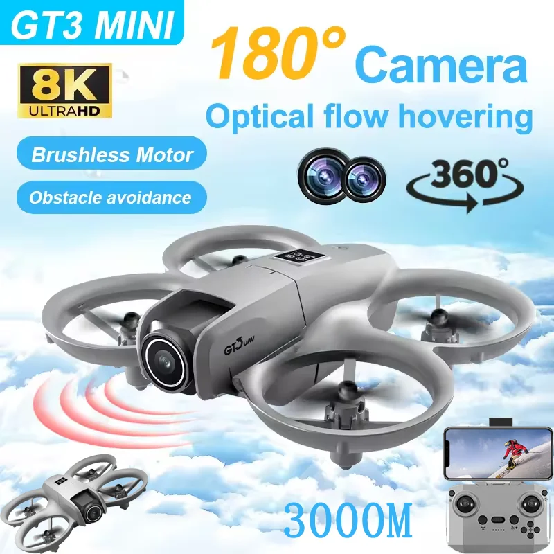 Gt3 mini novo drone wifi hd câmera dupla localização de fluxo óptico iluminação dinâmica inteligente evitar obstáculos quadcopters brinquedo
