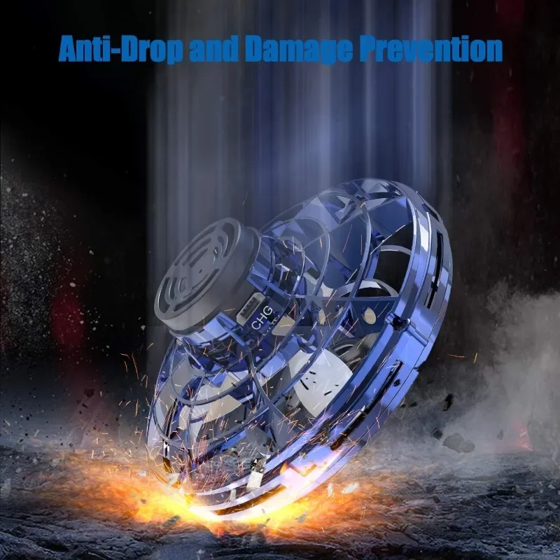 Crianças legais iluminam brinquedos manuais drones ufo mini orbe voador com luzes, hover boomerang spinner