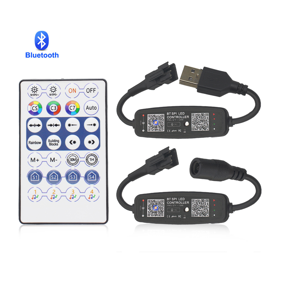 Bluetooth 28Keys Controller USB 5V DC 12V 24V Remote APP Control Music for Pixel LED Strip Light WS2811 WS2812B WS2812 Lamp Tape