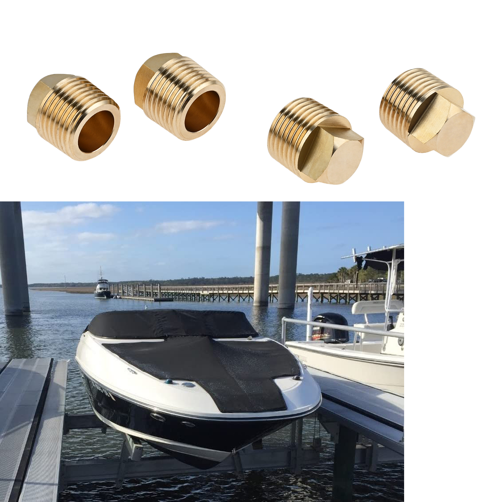4 шт., латунные штекеры для подвязки лодки, 1/2 дюйма