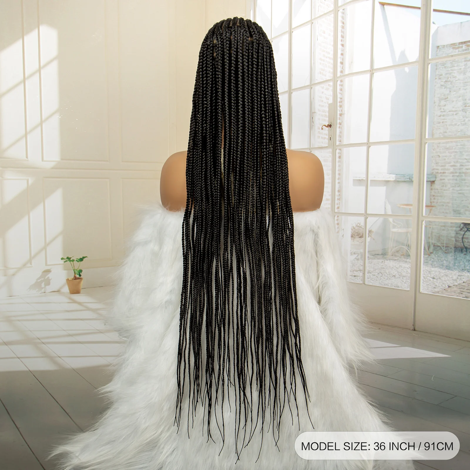 Peruca trançada de renda completa perucas de trança sintética peruca frontal de renda com caixa de cabelo de bebê peruca trançada para mulheres negras perucas de trança sem nós