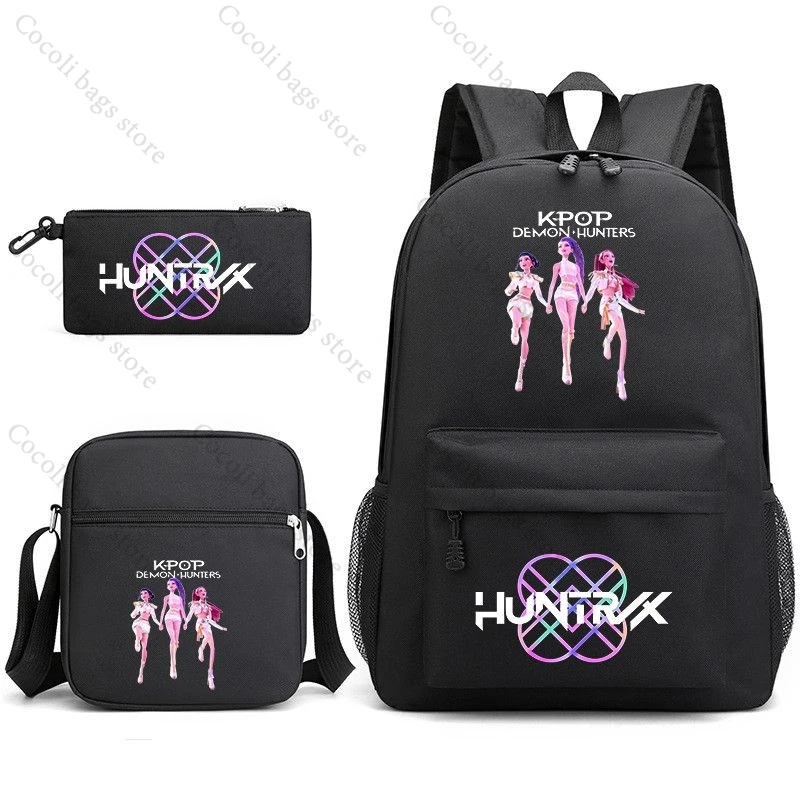 Mochila KPop Demon Hunters 2021, mochilas escolares para niñas, conjunto de 3 piezas con estampado HUNTRIX, mochilas escolares, mochila de regreso a la escuela para niños