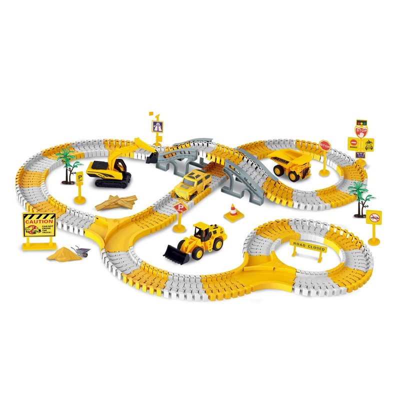 333 個 DIY レース柔軟な鉄道レーシングプレイゲームセットトラックレールカーおもちゃ子供ベンド電子教育マジックブレイン