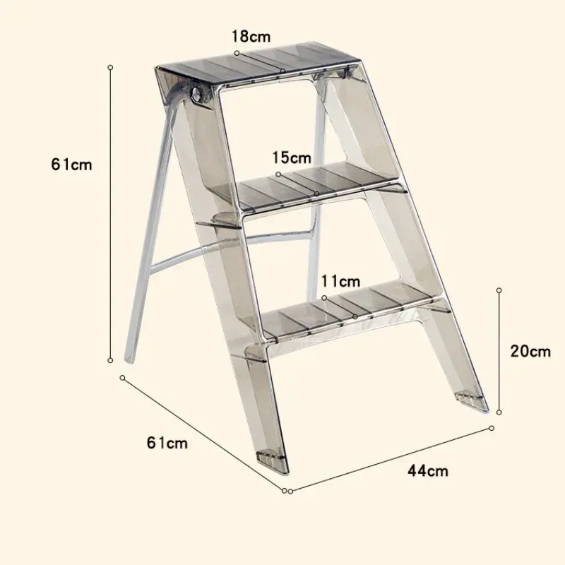 Escaleras de paso transparentes para muebles de cocina, escalera plegable, escalera de espiga para interiores, almacenamiento, escalera de Pedal antideslizante gruesa