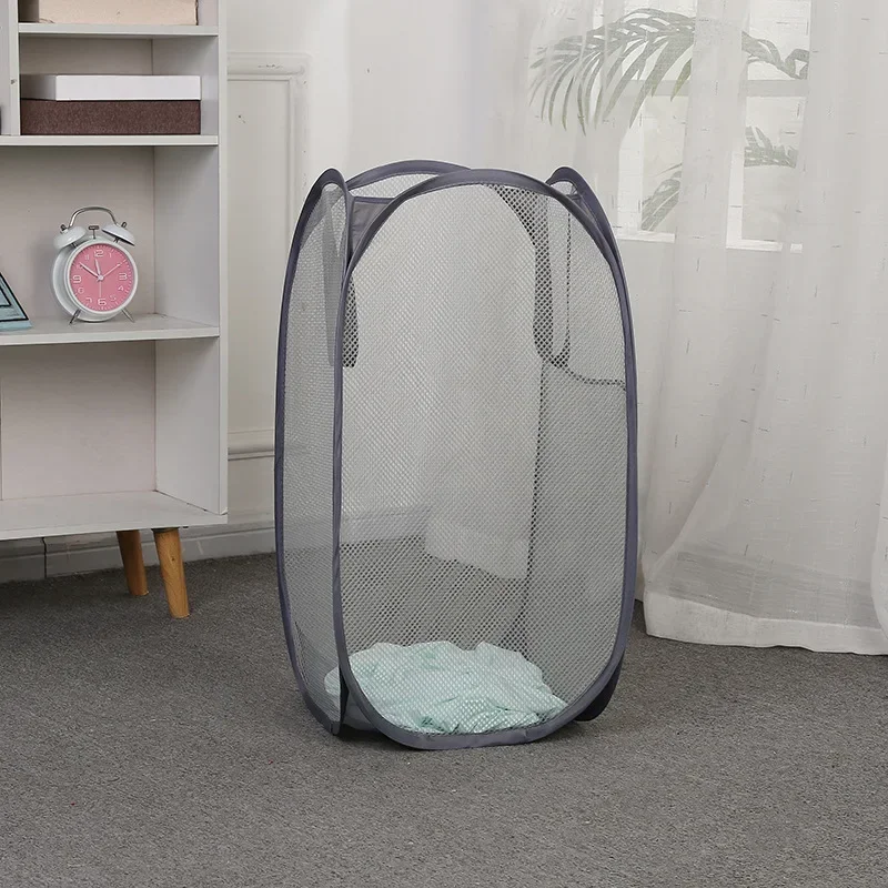 Große Kapazität Schmutzige Kleidung Korb Lagerung Eimer Mesh Badezimmer Tragbare Faltbare Schmutzige Kleidung Korb