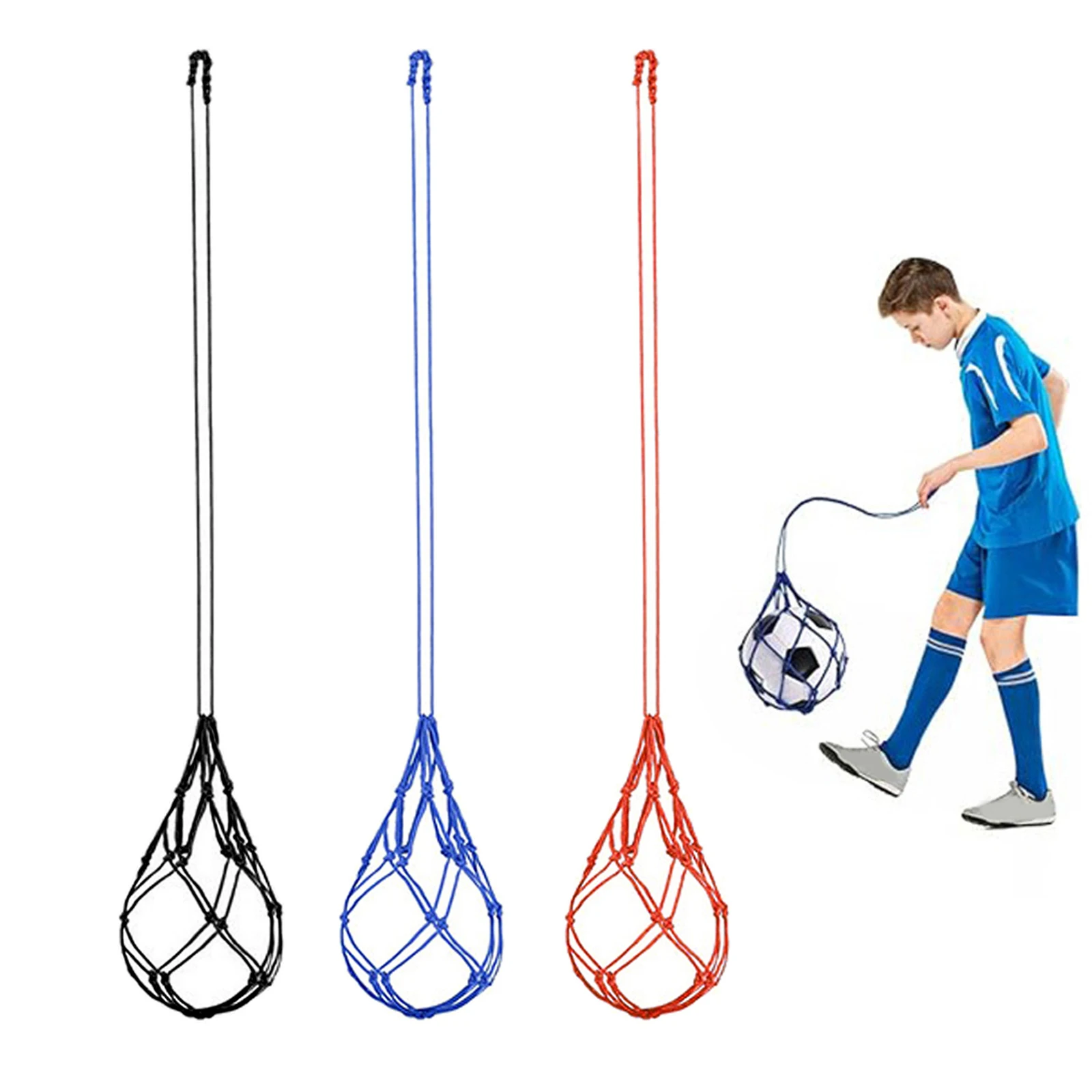 Football Kick Trainer,Soccer Ball Net KICKER,Solo Practice Ball Holder Bag Juggling Trainer for Boys Beginners Control Skills