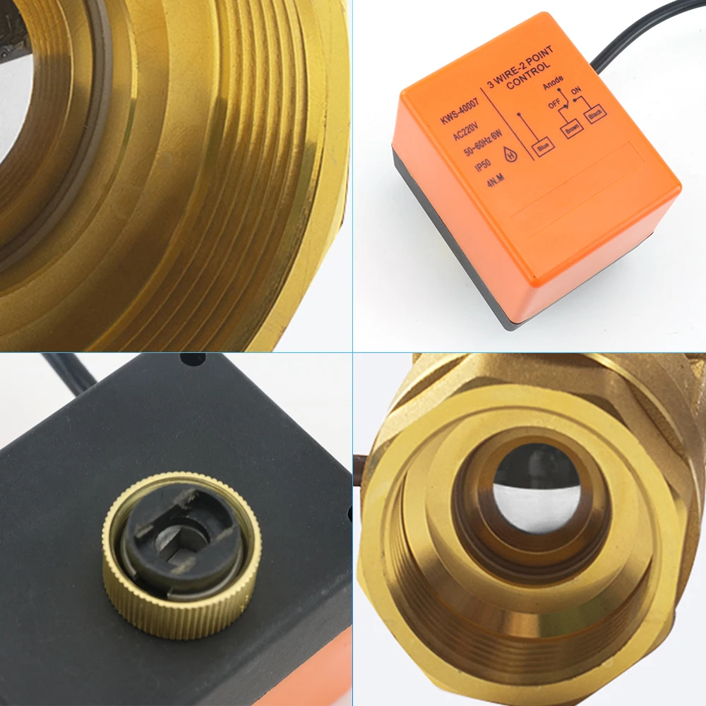 1/2 "3/4" 1 "ทองเหลือง 2-way บอลวาล์วมอเตอร์ DN15/DN20/DN25 สามสาย 2 ควบคุมไฟฟ้า Solenoid วาล์ว 220V AC 12V DC