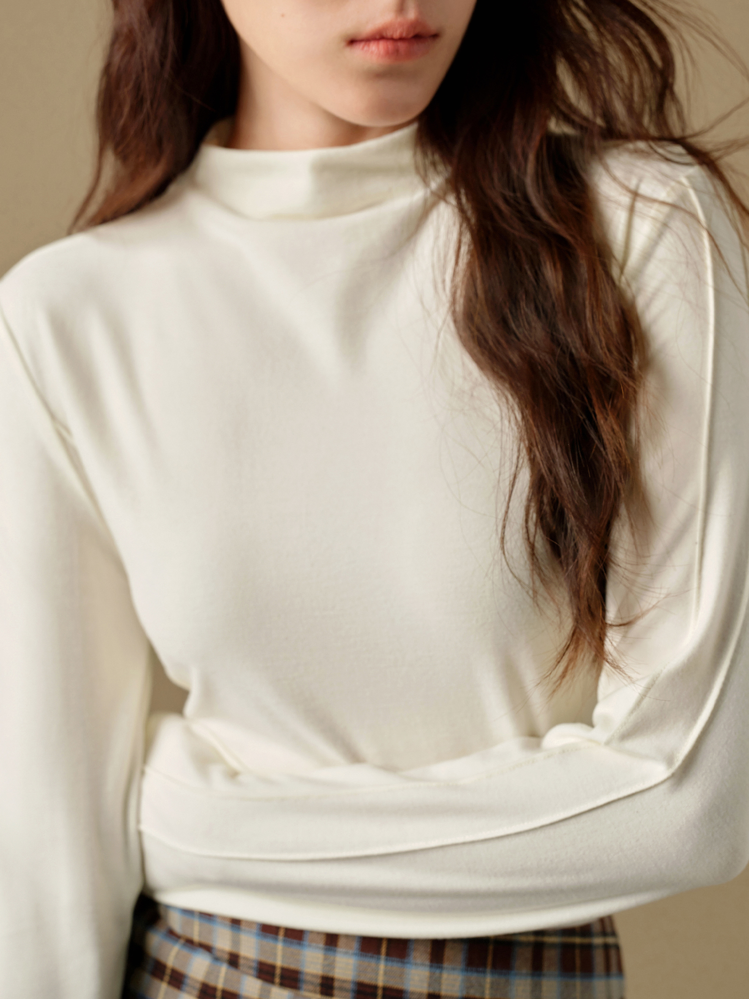 Dushu【 4 Farben 】 8.7% Wolle Frauen Pullover Pullover Mock Neck Winter warme Langarm Tops lange All-Match Pullover Tops 24 ds84514