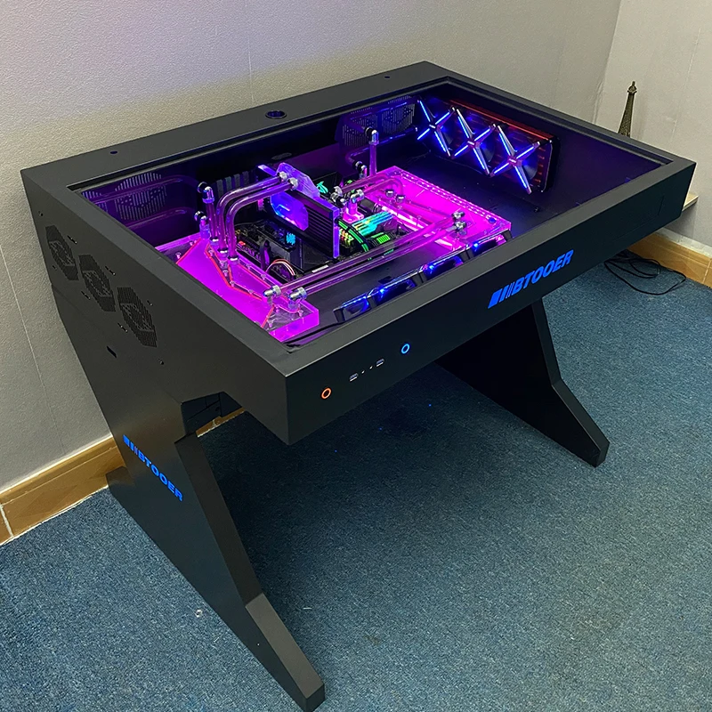Computer case all-in-one table fully transparent cool sci-fi water-cooled gaming table shipping consultation merchants