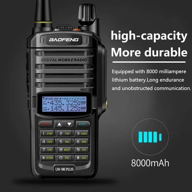 Baofeng UV-9R Plus 15W IP68 Wasserdichtes Walkie Talkie Dual Band 16KM Long Range Tragbarer VHF/UHF Transceiver CB Jagd Amateurfunk