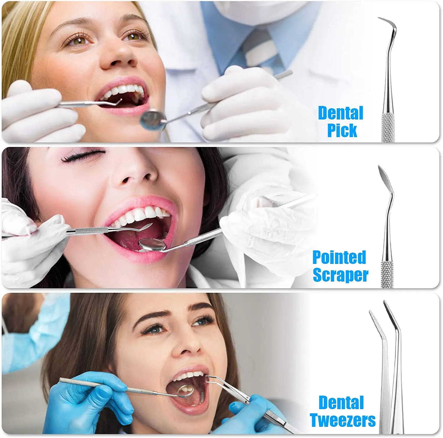 3 個/4 個ステンレス鋼歯科医クリーンツール歯科ミラーダブルプローブ歯クリーナー歯科ツール製品口腔ケアキット