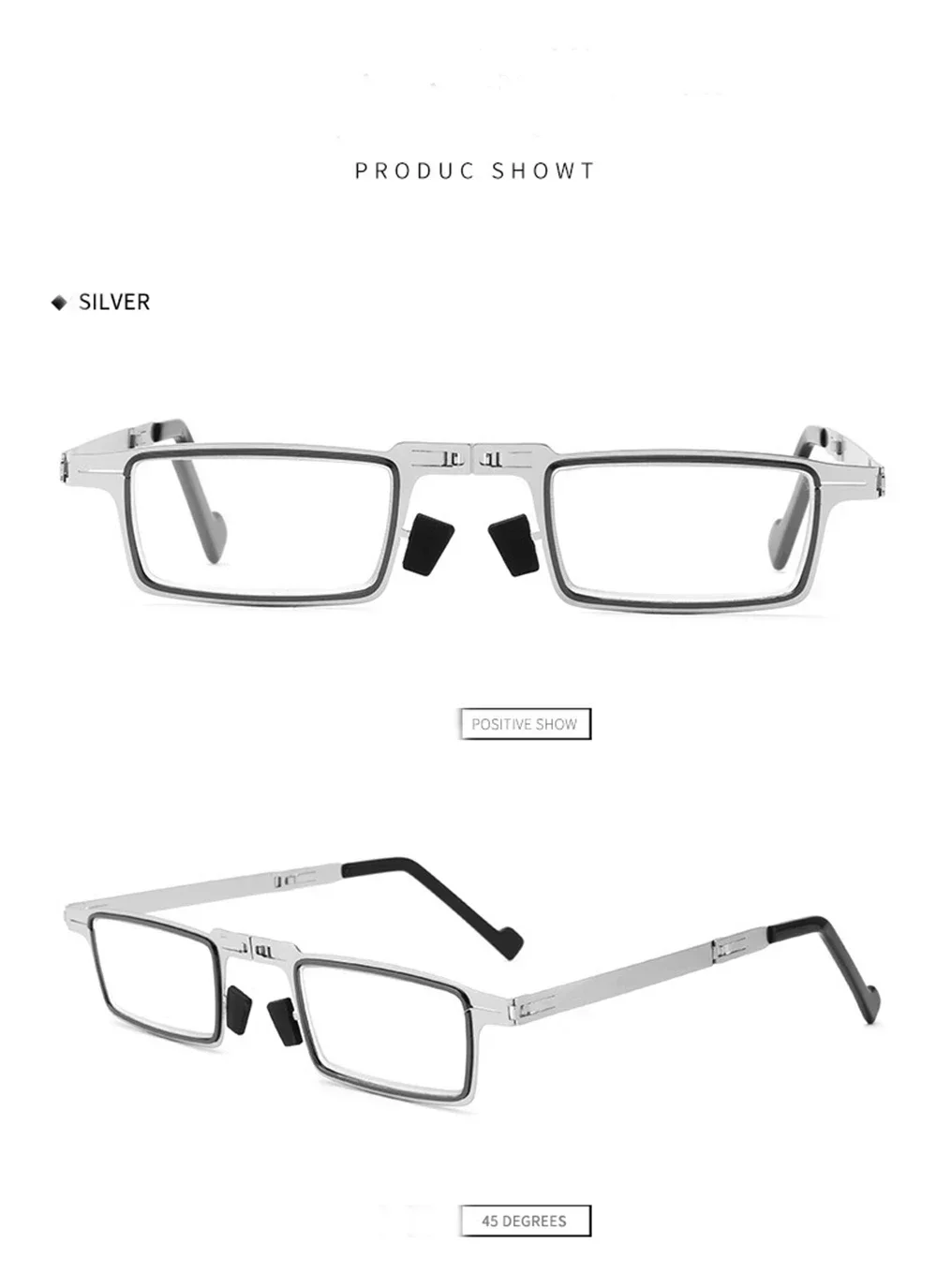 Portable Folding Reading Glasses Men Metal Round Square Anti Blue Light Eyewear Presbyopia Eyeglasses Frame Diopter +1.0 to +4.0