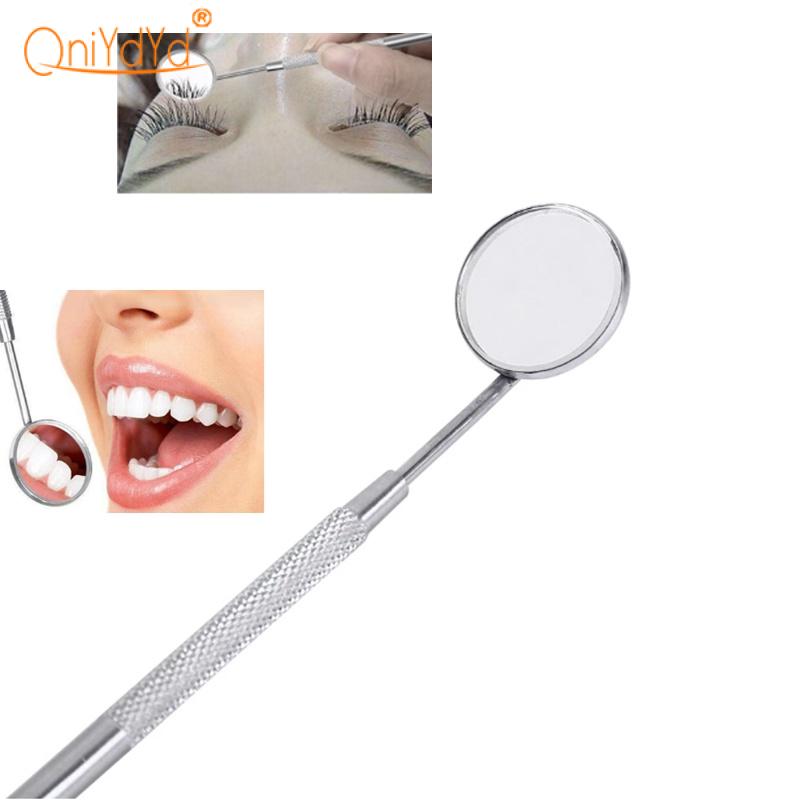 1pc ステンレス鋼歯科口腔ミラーまつげエクステンション歯ホワイトニングクリーニングツールメイクアップツールハンドルミラー