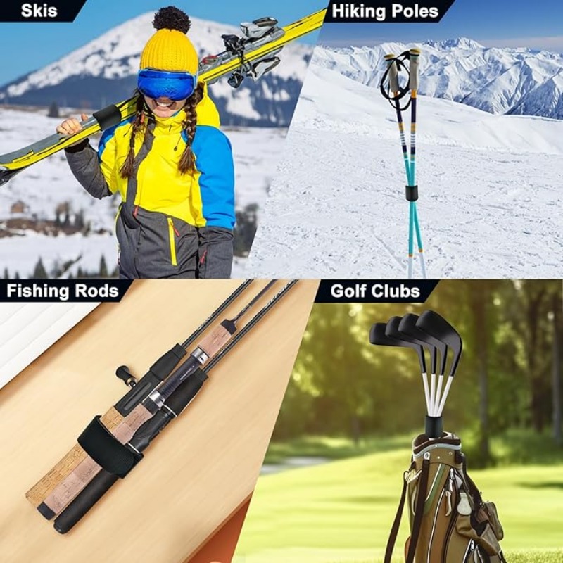 Adjustable Ski Wrap Straps Skis Band Storage Ski Fastener Tape Ski Storage Tie with Protective Pad Skis Accessories Winter Sport