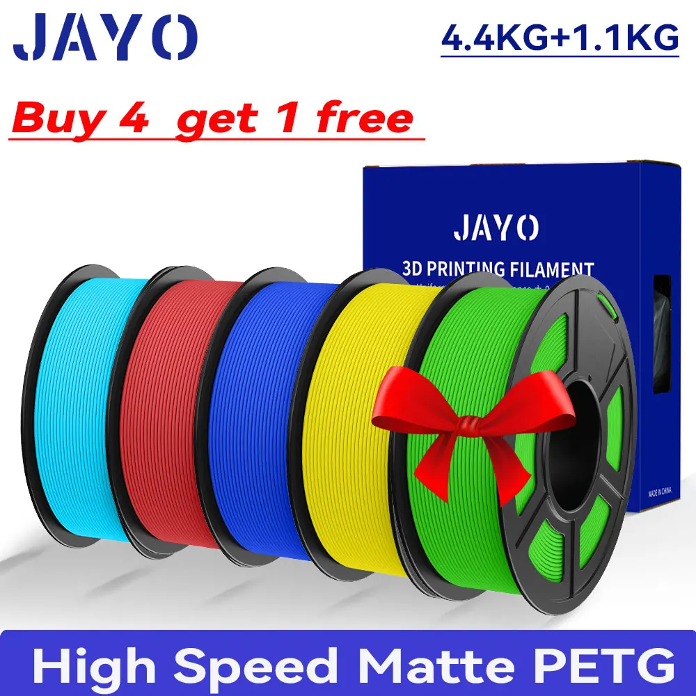 JAYO PETG 3D-Filament 1,75 mm Hochgeschwindigkeits-PETG-3D-Drucker-Filament 4 Rollen High Flow Speedy Matte Effect 3D-Druckmaterialien