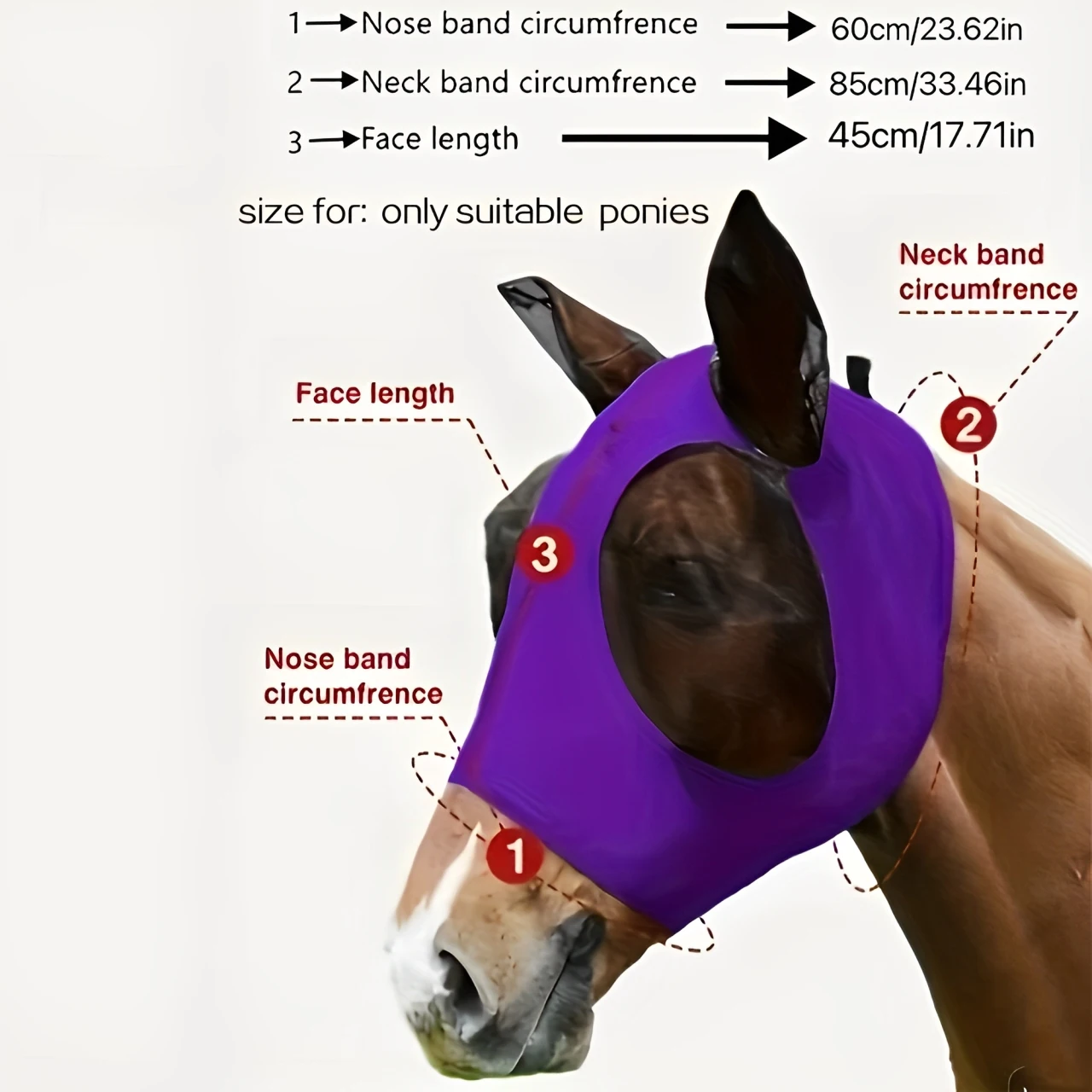 Nuova maschera per cavalli anti-zanzara multicolore Maschera per insetti anti-mosche in rete elasticizzata traspirante con orecchie Attrezzatura equestre