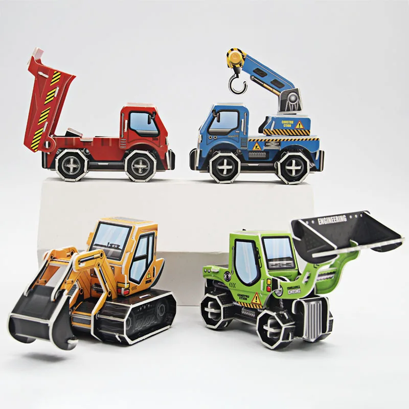 3D Hoạt Hình Kỹ Thuật Xe Tông Chơi Ghép Hình Máy Xúc Xe Cần Cẩu Mô Hình Giấy Cho Trẻ Em Thủ Công Tự Làm Đồ Chơi, Món Quà Cho Bé Trai