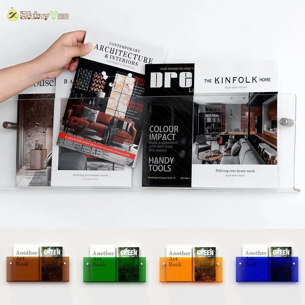 Utility Acrylic Brochure Holder Wall Mount Magazine Rack Pamphlet Stand Floating Bookshelves Hang Display Literature Organizer
