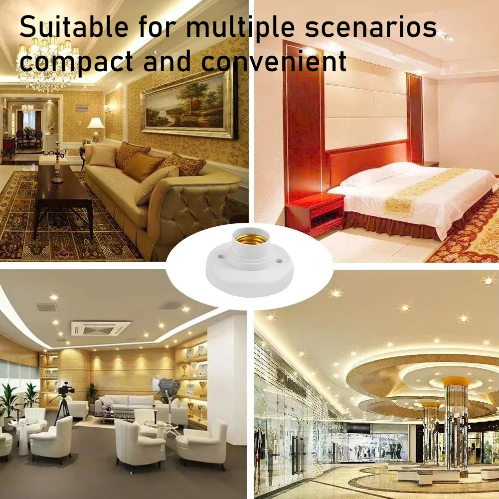 1-20PCS 220V E27 Screw Lamp Stand Light Bulb Socket Holder Adapter Base Cap Socket White Ceiling Light Lamp Bulb Fixing Base