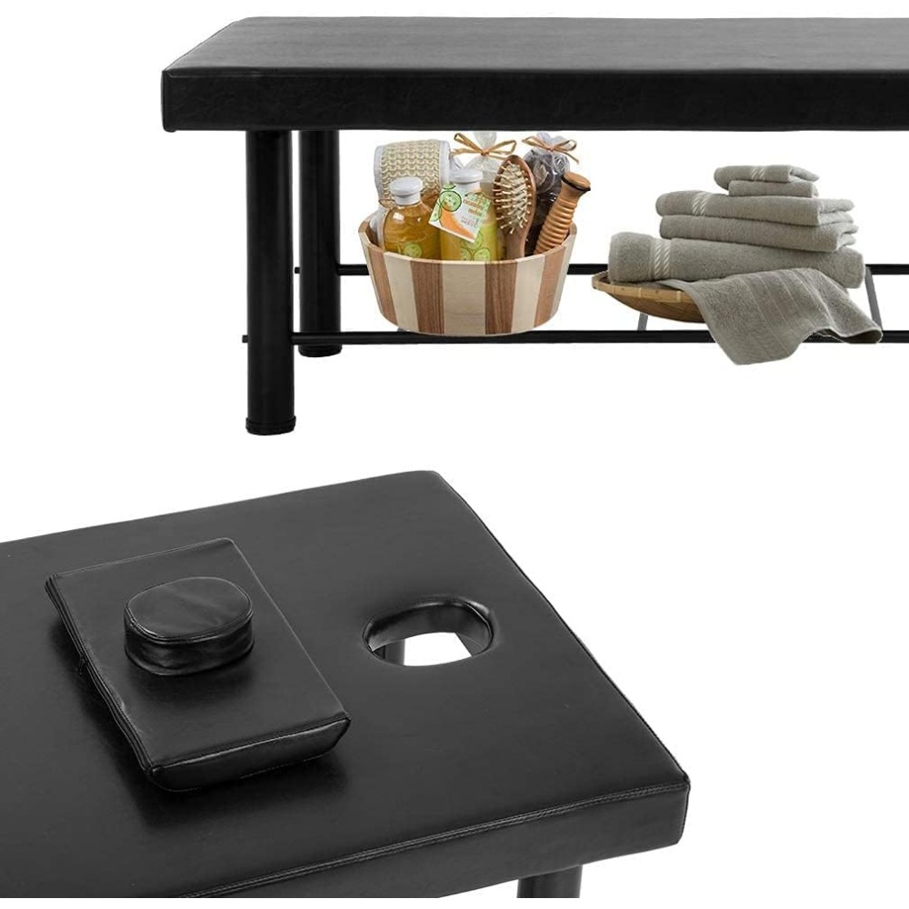 Treatment Stationary Massage Table, 450LBS Massage Spa Bed with Storage & Memory Foam Layer, 75’’ Long 29.5” Wide Heavy Duty
