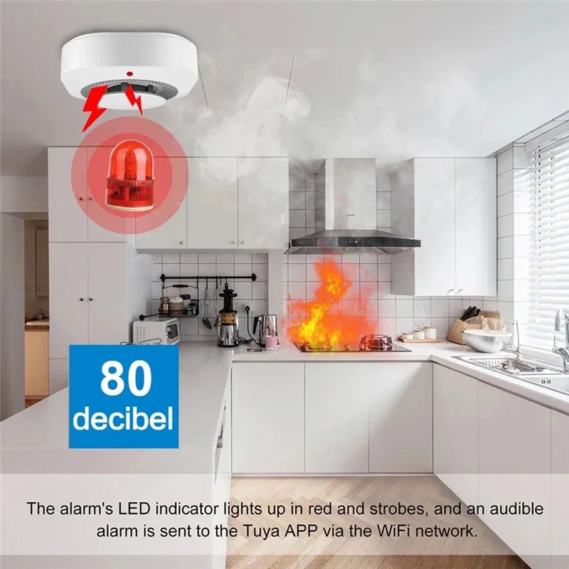 B50B-For Home Office Security Tuya Zigbee Smoke Detector Smart Fire Alarm For Home Protection