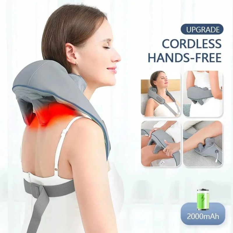 Mantón de masaje para cuello y hombros, masaje 6D con calefacción, cabeza, masaje profundo y relajación muscular, masajeador portátil ajustable