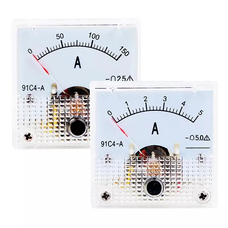 91C4 Ammeter DC Analog 1A 2A 3A 5A 10A 20A 30A 50A 100A 200A 300A 500A Panel Mechanical Pointer Type Amper Meter Current Meter