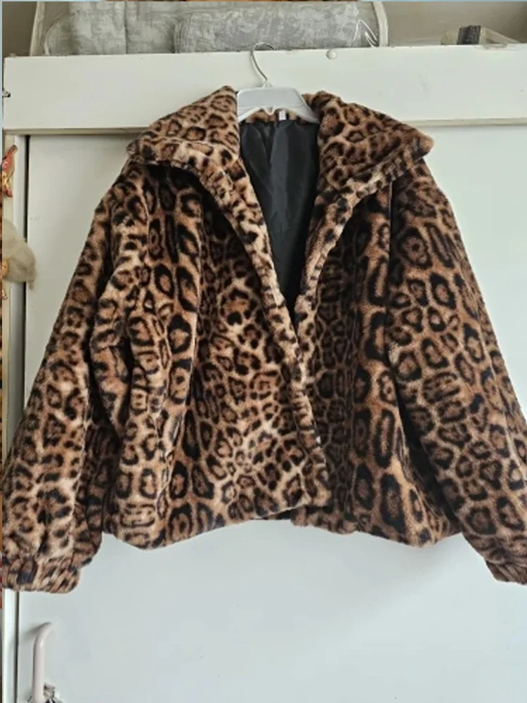 Ropa de abrigo holgada informal para mujer, Tops de otoño e invierno, abrigos con estampado de leopardo a la moda, chaquetas, cárdigan, ropa
