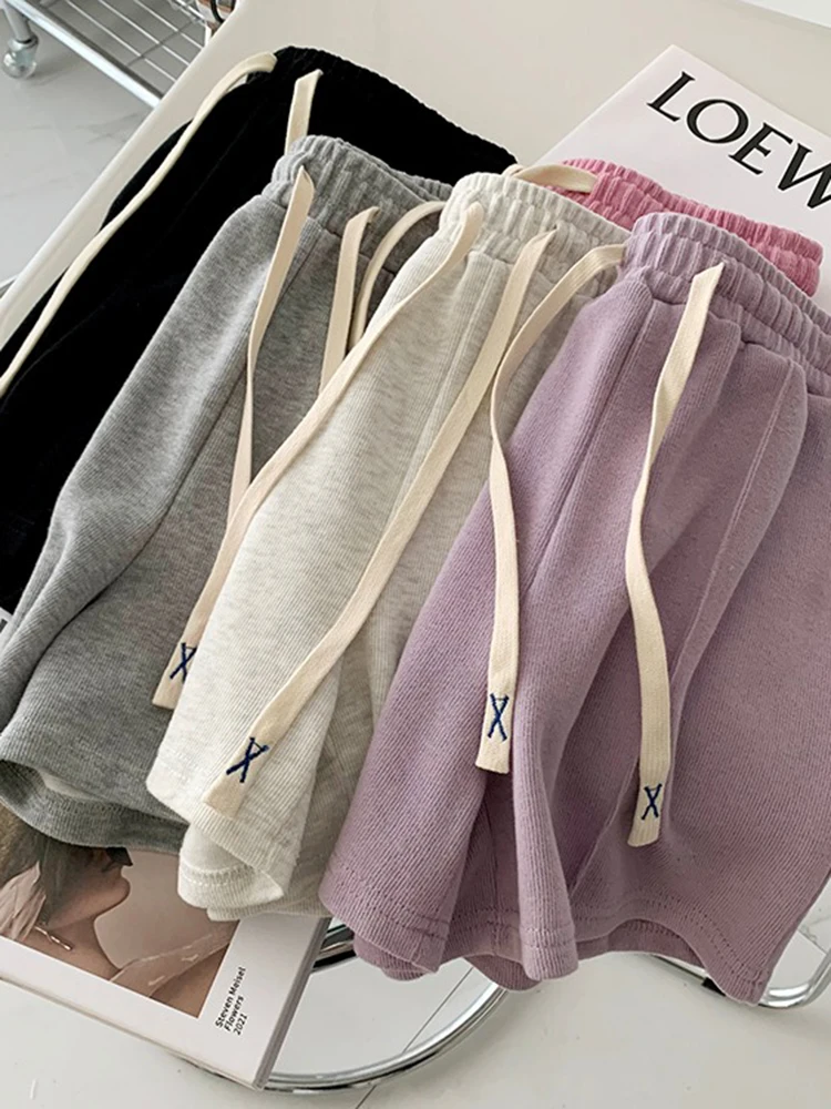 2025 sommer Shorts Frauen Elastizität Schöne Mädchen Koreanischen Stil Süße Studenten Harajuku Einfache Reine Grau Hosen Weibliche Neue