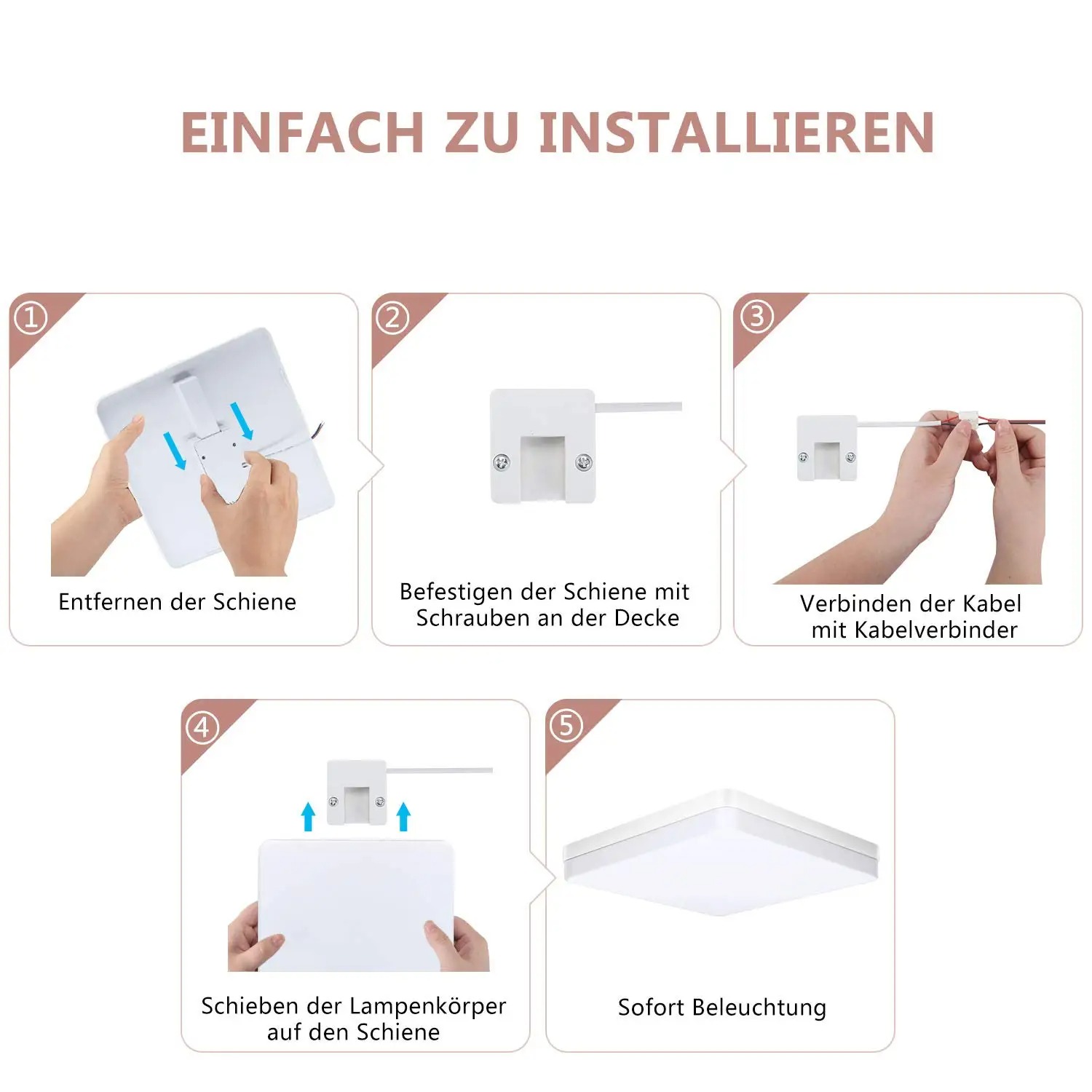 Quadratische LED-Deckenleuchte für Wohnzimmer, 110 V, 220 V, moderne Deckenleuchte, 18 W, 24 W, 36 W, 48 W, Schlafzimmerbeleuchtung, Badezimmer, Küche, Beleuchtung