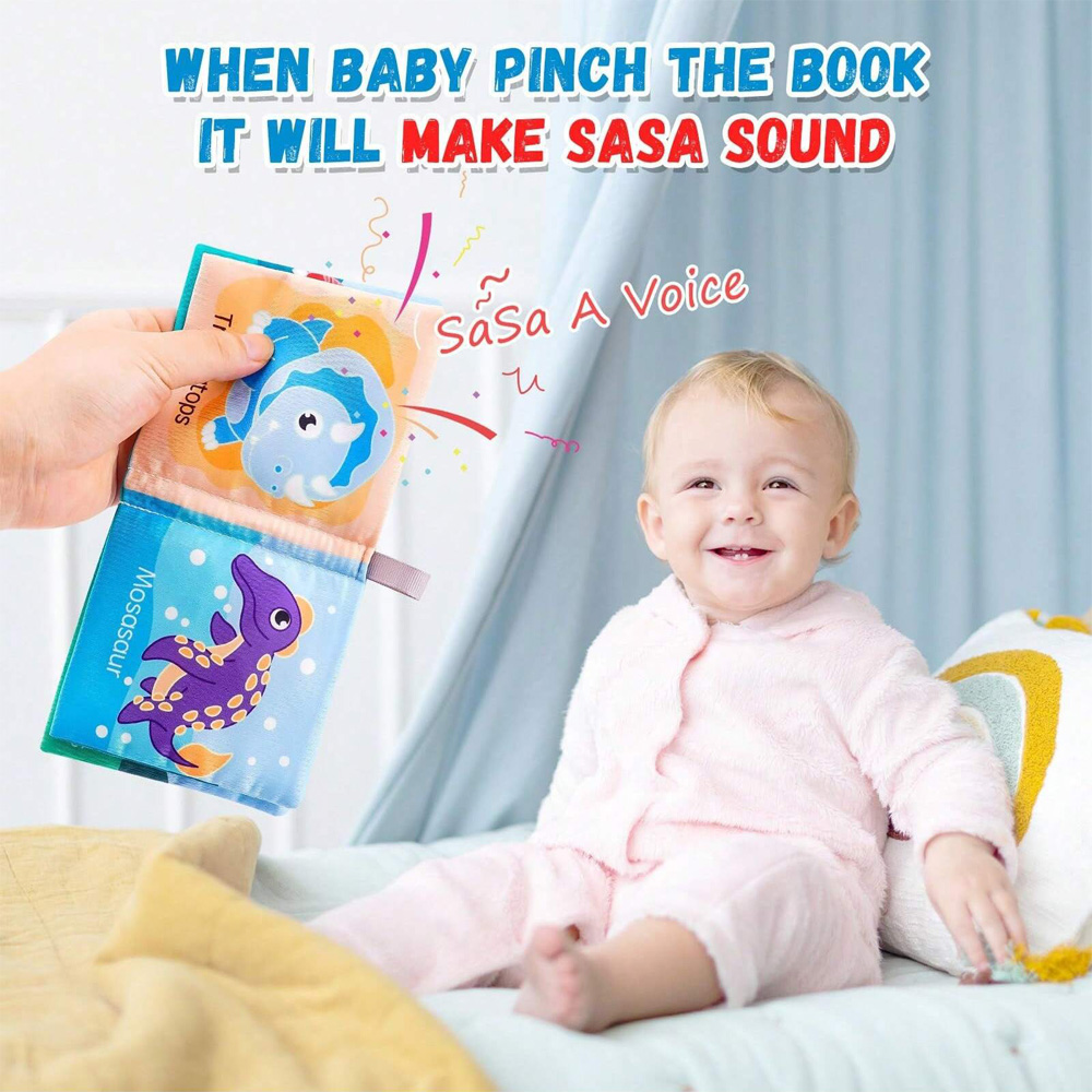 Soft Baby Crinkle Book Set,6Pcs Bath Books,Nontoxic Fabric Soft Cloth Books for Babies,Early Education Toys Giftable