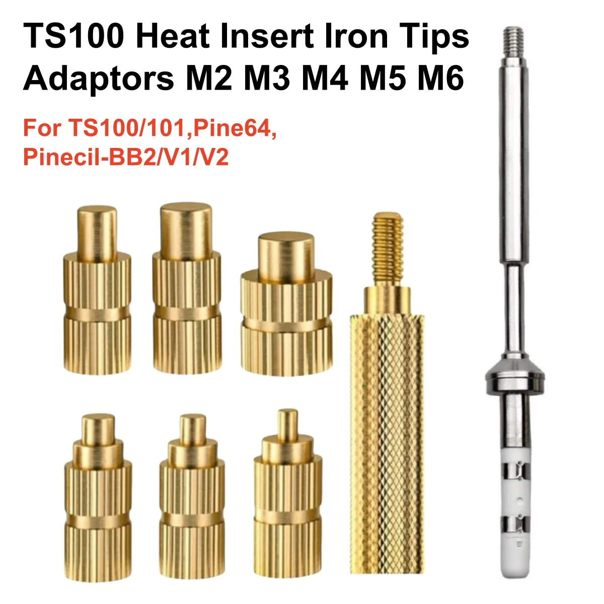 Adattatore punta di saldatura dado inserto termico per TS100/101 Pine64 Pinecil serie M2-M6 Adattatore punta per saldatore per inserimento induttore