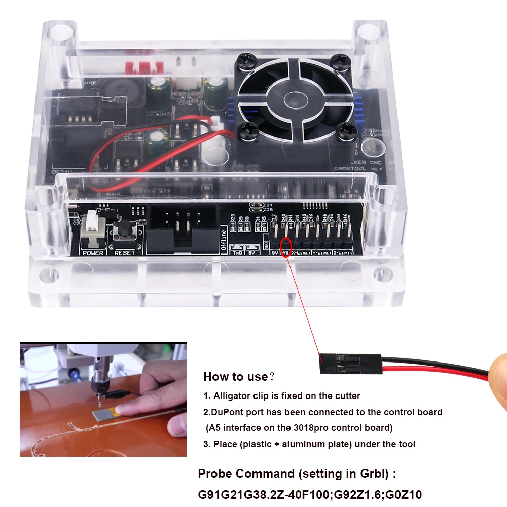 Grbl Mach3 CNC Z 축 라우터 밀 터치 플레이트 Mach3 공구 설정 프로브 밀링 도구 CNC DIY 조각 기계 용 2 핀.