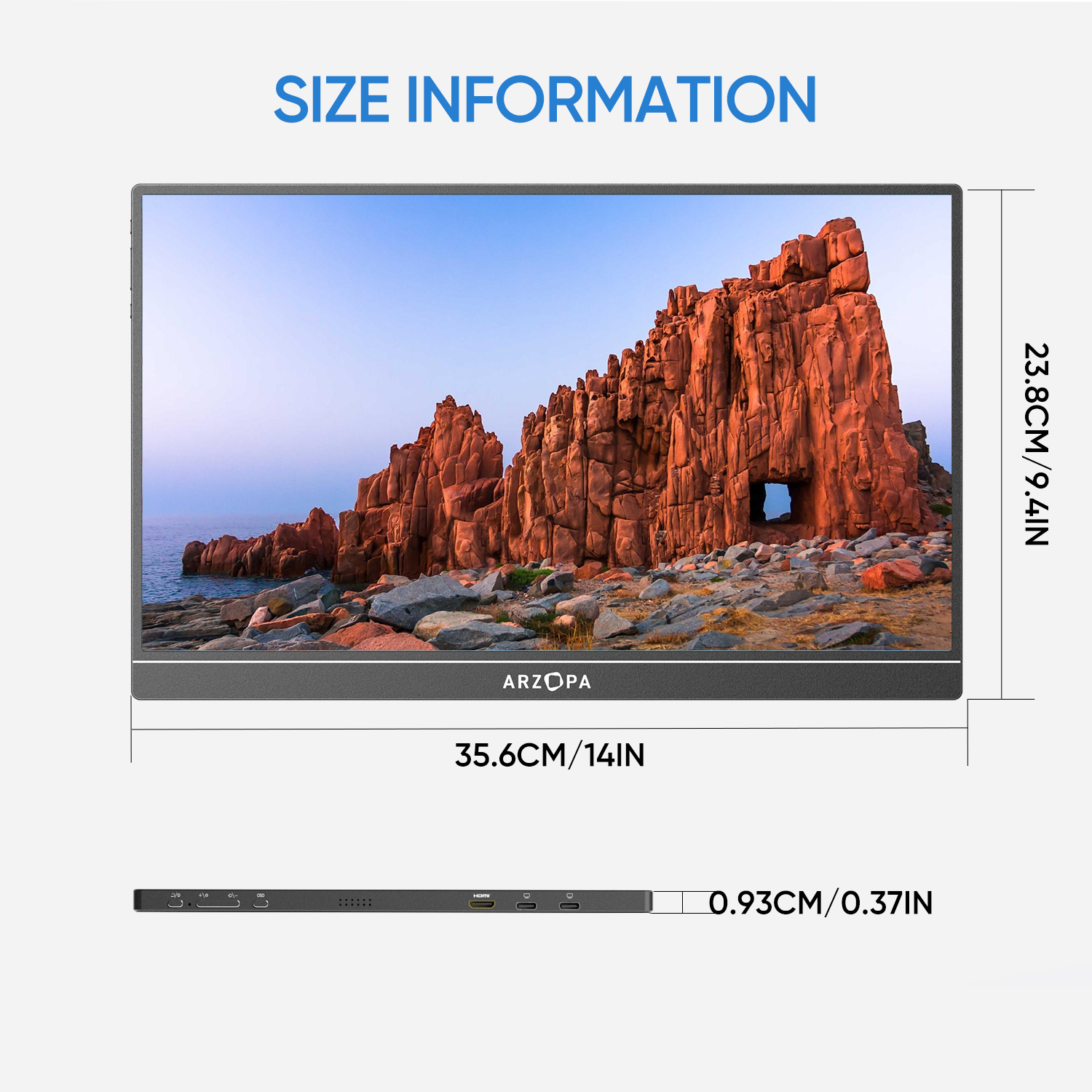ARZOPA-Monitor portátil 2K de 16 pulgadas, pantalla IPS 16:10 con mini hdmi tipo c, segunda pantalla para MAC/portátil/PC/Xbox/PS4/5/Switch, Z1RC