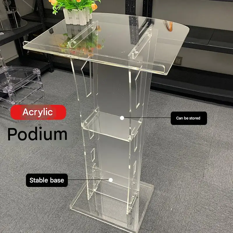 Pódio acrílico transfronteiriço, pódio de conferência, plexiglass, discurso de premiação, suporte de emissão, mesa de boas-vindas de hotel, host
