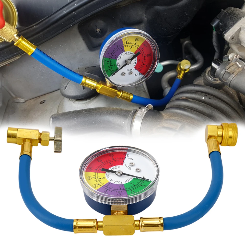 Auto 15.7 "R134A A/C Koelmiddel Gas Laadslang met Manometers Auto Airconditioner Koeling Rubber Vulslang