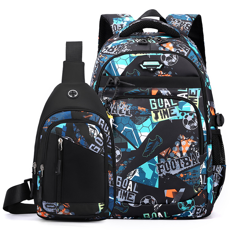 Juego de 2 uds de Mochilas geniales con estampado de fútbol, mochila con capacidad para el pecho, Mochilas sencillas para niñas y niños, Mochilas escolares para escuela secundaria