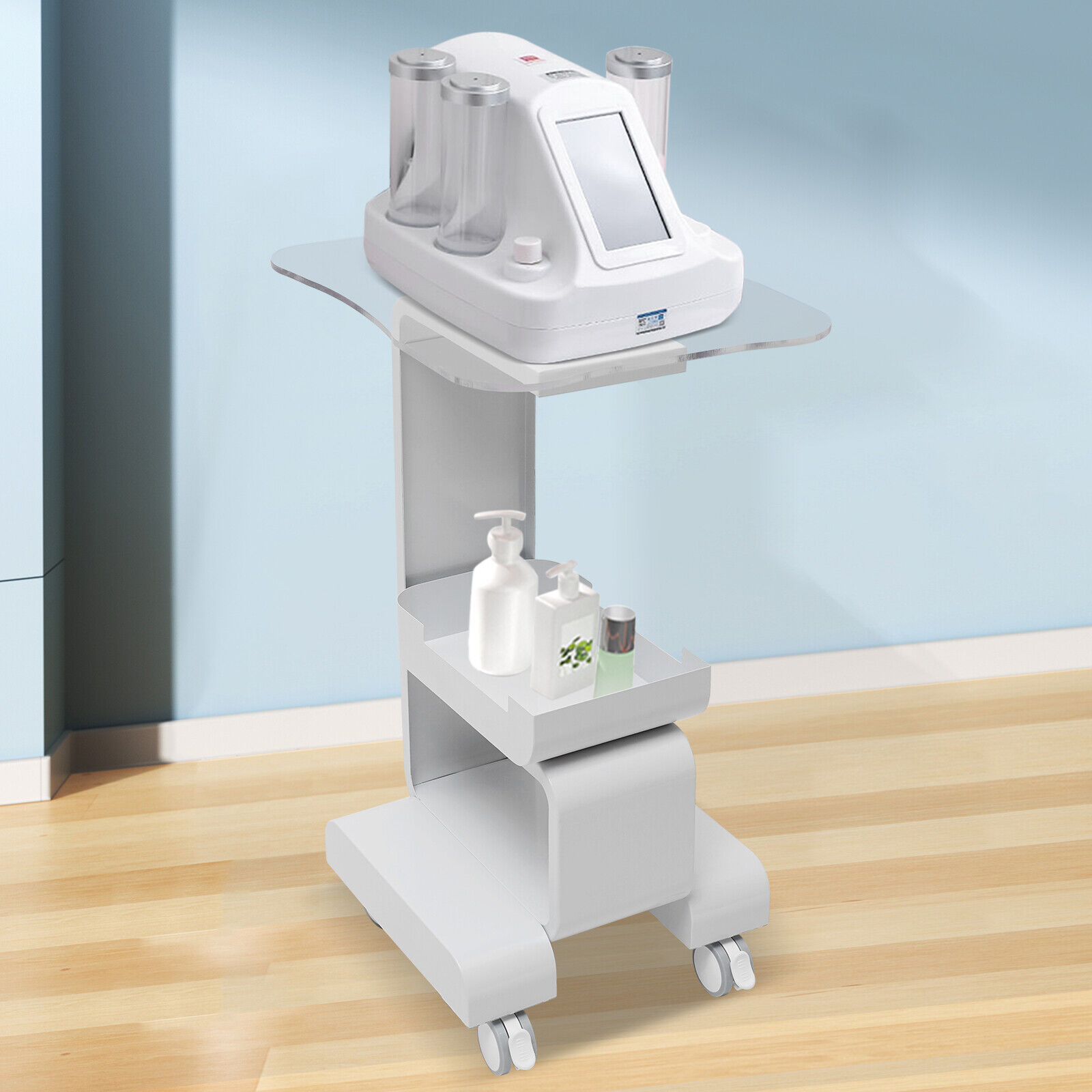 Kosmetikwagen Arbeitswagen Salon Desktop Beauty Wheelcart Ausrüstung mit Glasscheibe