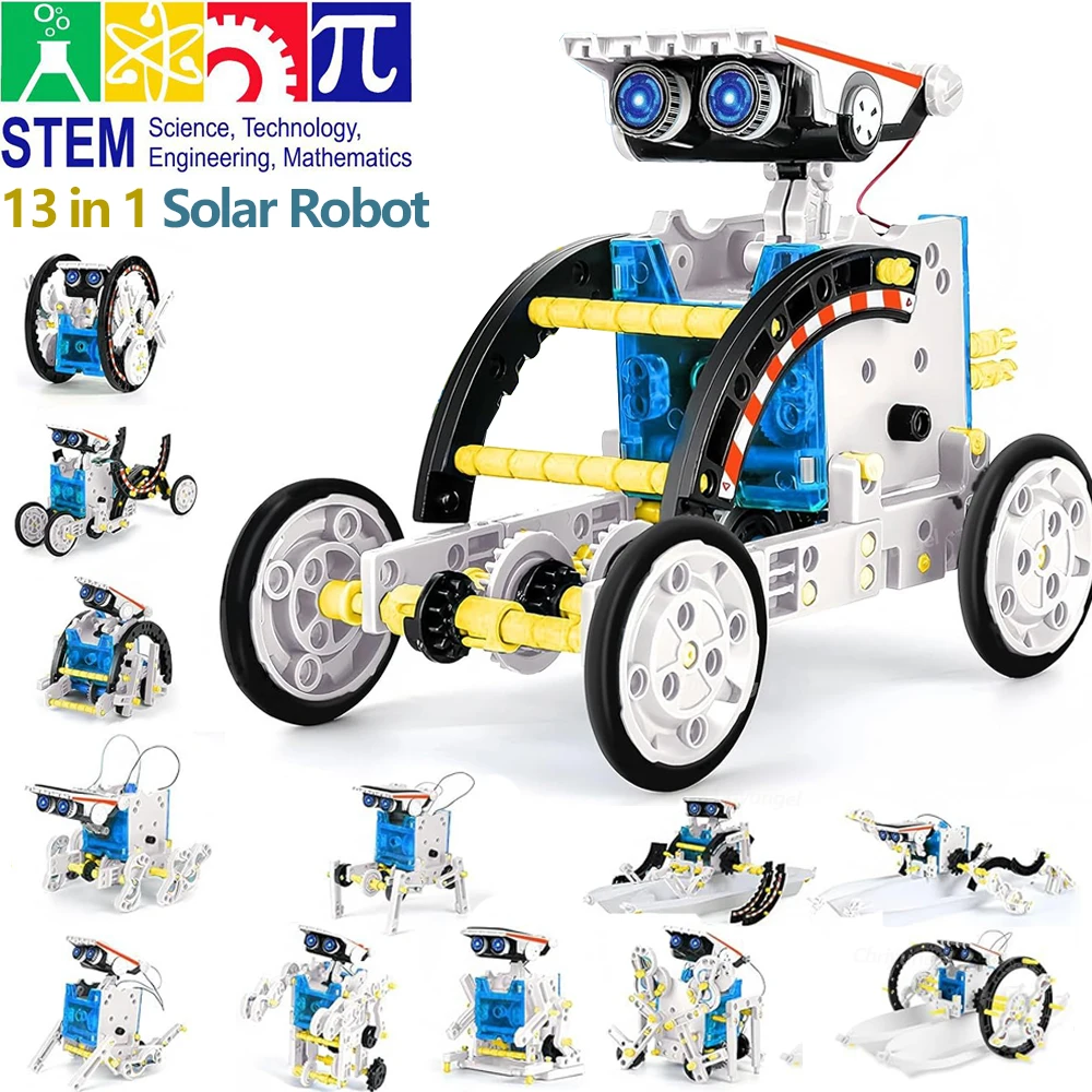 Kits de robots solaires 13 en 1, bricolage, Kits d'expérimentation scientifique, jouets éducatifs STEM pour enfants de 8 ans et plus, ensemble robotique à énergie solaire