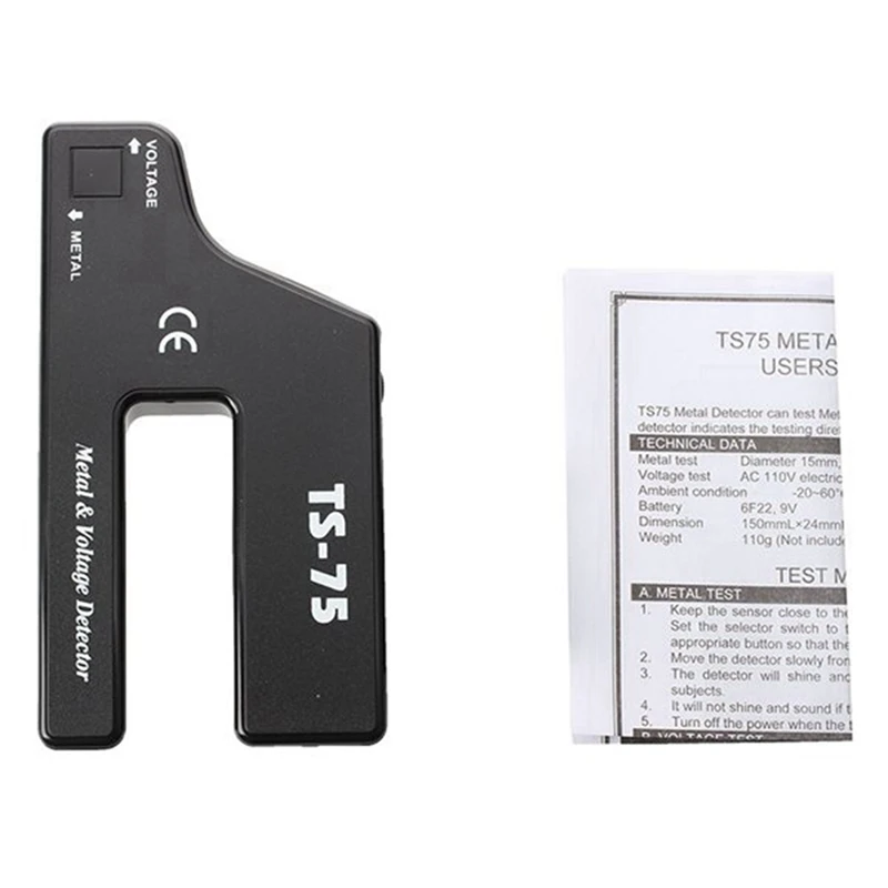 6X Handheld Metal Voltage Detector, Cable Pipe Wire Detection, Pipeline Wiring Detector TS-75