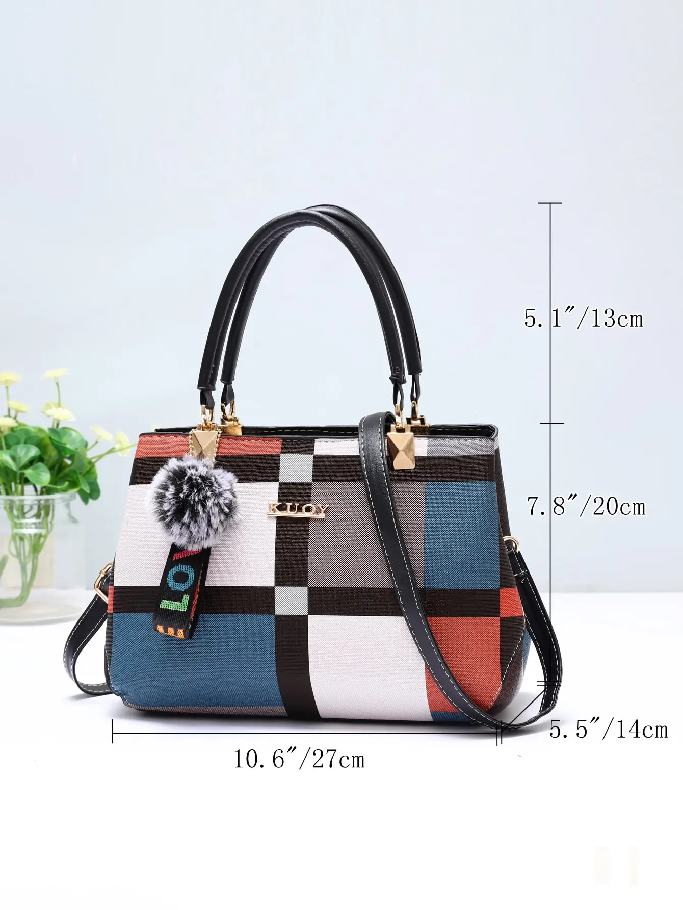 Nova bolsa de luxo para mulheres com design de grade aleatória, bolsa de ombro elegante, bolsa feminina