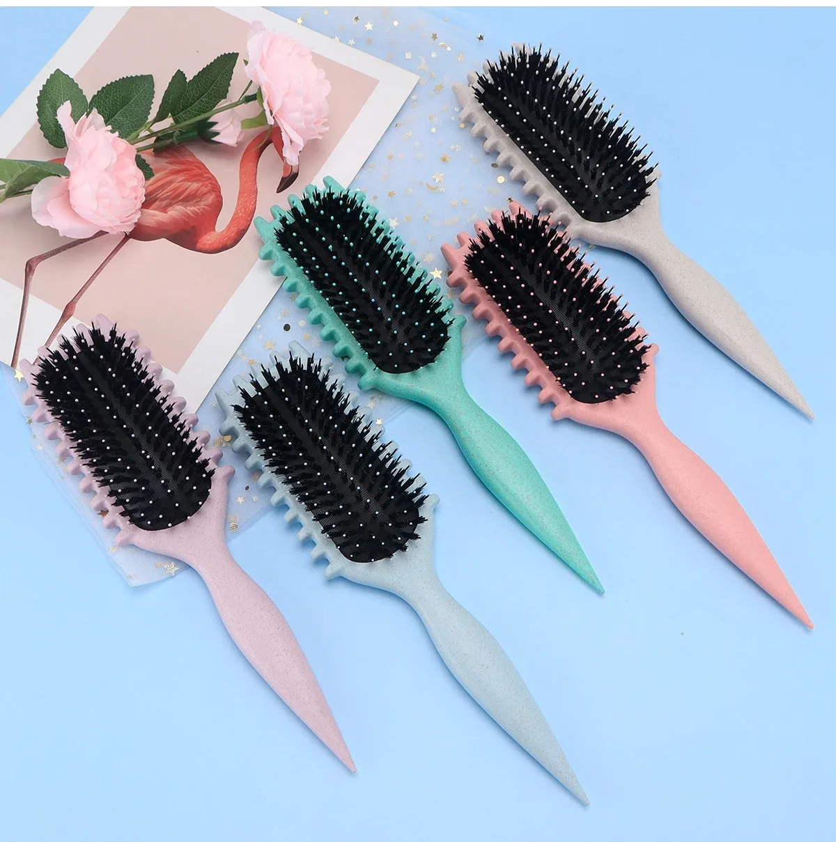 Escova de cabelo encaracolado para salão de beleza, escova de cabelo para pentear e modelar cachos masculinos e femininos, reduzir ferramentas de puxar
