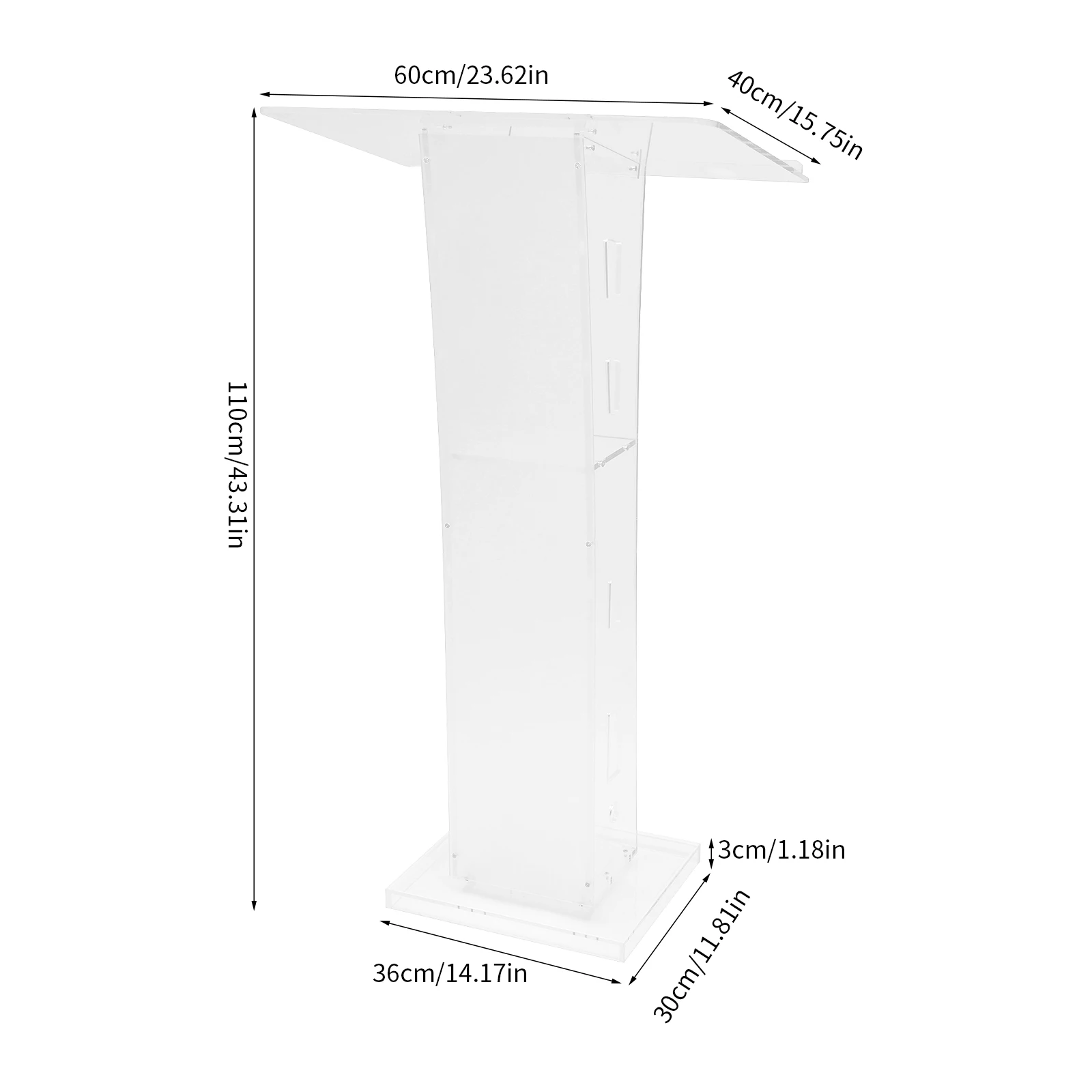 Acrylic Podium Clear Pulpit Conference Presentation Stand Church Lectern 43.3 inch Transparent Lectern School