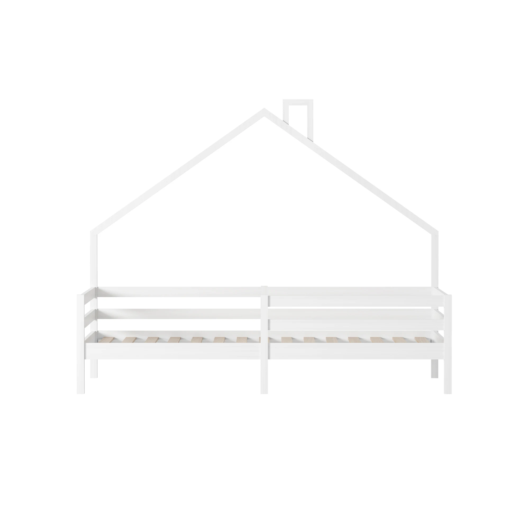Cama infantil Lazyspace 90 x 200 cm com proteção contra quedas Cama de madeira resistente para casa na árvore com estrutura de ripas para meninos e meninas
