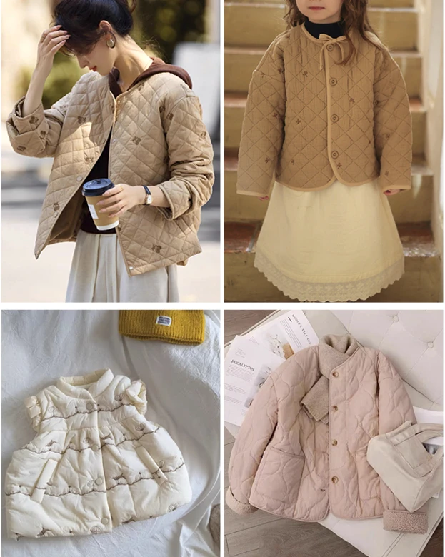 Tecido dos desenhos animados losango arco bordado acolchoado tecido térmico forrado roupas infantis tecidos macios